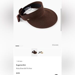 Eugenia Kim Chocolate Brown Straw Visor NWT
